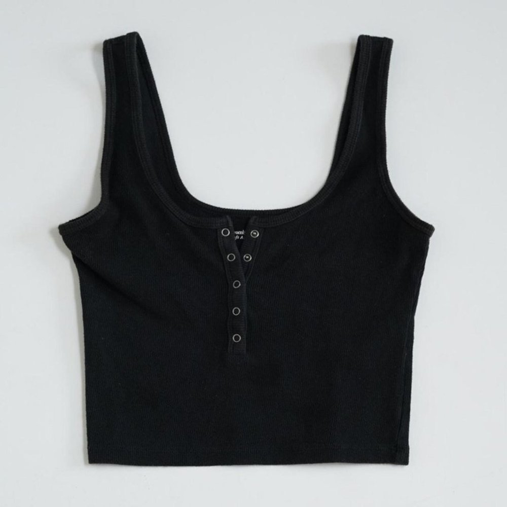 Abercrombie Button Henley Crop Rib Tank